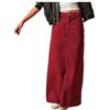 Generic 2025 Gonna in Jeans Donna Vita Alta - Gonna Lunga Dritto Casual Ampio Stile Vintage Chic Ed Elegante Tutti I Giorni Confortevole Passaggio Ovunque Temperamento Streetwear Skirts, rosso, S
