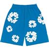 Generico Pantaloncini Uomo Running 2 in 1 Pantaloncini Uomo Estivi Sciolti Fiori Shorts Running Trekking Pantaloni Corti Stampati in Schiuma a Stampa Piena Cotone Hip Hop Y2K Shorts Calzoncini