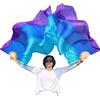 Winged Sirenny Veli di Ventaglio in Seta 180cm, Velo Fan Lungo per Danza del Ventre, Tribal Fusion, Flow Art - Set 1 Coppia (Destra+Sinistra) con Custodia