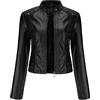 YYNUDA Giacca in pelle con borchie corte da donna, tinta unita e maniche lunghe, stile Moto Biker