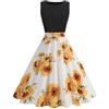Generisch Abito da donna anni '60, senza maniche, con allacciatura al collo, a pois anni '50, stile retrò, rockabilly, stile vintage, da cocktail, a righe, lunghezza al ginocchio, per matrimoni, feste, da sera