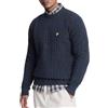 Lyle & Scott - Maglione da uomo con collo a giro e motivo a cable, Blu marino scuro, XL