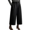 Lazutom Pantaloni culottes da donna in lana autunno inverno vita alta gamba larga pantaloni palazzo larghi pantaloni larghi pantaloni corti con elastico in vita