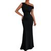 Gkaopi Vestito Donna Sexy Senza Maniche Aderente Abito Lungo Elegante Monospalla Bodycon Maxi Vestiti con Increspato Gli Abiti da Cocktail Tubino per Cerimonie Sera Festa Discoteca Party Club