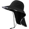 Bassdash Cappello da Sole Unisex UPF 50+ Cappello da Pesca Idrorepellente Tesa Larga con Ampia Protezione del Collo Coda di Cavallo Uomo Donna
