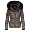 Navahoo Giacca Trapuntata Invernale da Donna con Cappuccio in Pelliccia Sintetica Miamor Grigio S