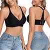 Niwicee Reggiseno Schiena Scoperta Push Up Reggiseno Senza Ferretto Reggiseno in Pizzo Racerback Reggiseno Senza Cuciture Sexy Scollo Profondo Bralette con Imbottito (Nero, L)