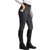 SANTINY Pantaloni da equitazione da donna, con tasche con cerniera, in silicone, con seduta intera, collant per scuola equestre, grigio scuro, XS