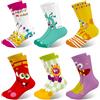 Queenshin 6 Paia Calzini Bambino Bambini Calze Ragazza Colorati Divertenti dei Mostri dei Cartoni Animati Calzini Crew Caviglia Morbido Regalo 3-14 Anni Taglia 25-38