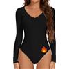 Joyshaper Body Donna Maniche Lunghe Top Elegante Con Scollo Quadrato Camicetta Termica Calda Bodysuit Tops Magliette Intime