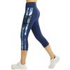 Tuspryt Leggings da donna a 3/4 con tasche, pantaloni sportivi da donna, 3/4, opachi, leggings da donna, Blu reale profondo: stampa, XL