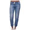 Generic Pantaloni da jogging in denim da donna, a cavallo basso, jeans da donna slim fit a gamba dritta jeans da jogging con tasche jeans con risvolto da donna, coulisse elastico in vita alla caviglia jeans