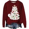 Generic HUIFUAO Maglione natalizio divertente per donne, maglione natalizio con albero di Natale, maglione con cappuccio natalizio, maglione natalizio per donne, Rosso, S