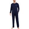 Litherday Pigiama Uomo Invernale Cotone Lungo Pigiami Due Pezzi da Uomo Manica Lunghe e Pantaloni con Tasche Morbido Loungewear