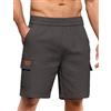 Voqeen Pantaloncini Cargo Uomo Casual in Cotone Pantaloni Corti Estivi da Esterno Elastico in Vita Cordino Classici Bermuda Chino Elasticizzati da Lavoro con 6 Tasche