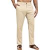 Suwangi Pantaloni Lino Uomo Pantaloni Casual Lunghi Lino Pantalone da Spiaggia Estivi Vacanza Calzoni Yoga Elastica con Tasche