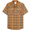 Dubinik®Camicia Uomo Manica Corta Fibra di bambù Casual Quadretti Comoda Bottoni Automatici Cowboy Western Vintage Camicia Arancione Blu XL