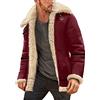 Generic - Giacca da uomo vintage in pelle di pecora, invernale, calda, a manica lunga, con pelliccia sintetica, fodera in pile Sherpa, imbottita, parka invernale con colletto a lapel, giacca in pelle
