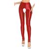 Maeau Collant da donna oleoso lucido, leggings skinny, sexy, a vita alta, per yoga, taglia S-L (Asie M-XL), Colore: rosso, M
