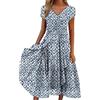 NaLatia Donna Vestito Elegante Lungo Abito da Sera Scollo a v Manica Corta Stampa Chiffon Vestiti Curvy Aderente Estivo Taglie Forti Abito Maxi Abiti da Cerimonia Cocktail