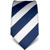 Vincenzo Boretti cravatta elegante classica da uomo, 8 cm x 15 cm, di pura seta di alta qualità, idrorepellente e antisporco, motivo a righe blu scuro