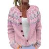 Generico Cardigan Donna Invernale Elegante Cardigan Lavorato a Maglia Corto Con Bottoni Manica Lunga Golfino Aperta Davanti Autunno Girocollo Taglie Forti Giacca In Maglia Lana Morbido Caldo Maglione Comodo