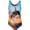 Aquarti Costume Piscina Bambina Intero con Stampa - Resistente, Confortevole e alla Moda, Orca/Nero, 140