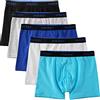 INNERSY Boxer da ragazzo in cotone con passamontagna, confezione da 5, Classico multicolore, 128/140 cm