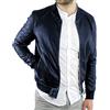 Evoga Giacca giubbotto uomo College in ecopelle giubbino bomber Biker Slim Fit (XXL, Blu)