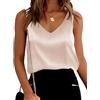 Ekouaer Canotta in Raso da Donna Camicetta Senza Maniche Top Basic Camicetta Estiva Casual Canotta con Scollo A V Top Reggiseno Camicie Champagne XXL