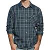 JOGAL Camicia da uomo a quadretti, a maniche lunghe, in cotone, con tasca, verde marino, XL