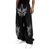 Generico Pantaloni della Tuta Gotici da Uomo con Coulisse Pantaloni a Gamba Larga da Skateboard Ballo Hip Hop Streetwear#4i27