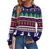 Jezonga Maglione Natalizio Donna Divertente Maglia di Natale Maglioni di Natale Pullover Sweater Stampa Fiocco di Neve Alce a Maniche Lunga Girocollo Festa Natalizie