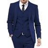 Generic Abito da Uomo in Tweed a Spina di Pesce, da Cerimonia, 3 Pezzi, con Revers a Lancia, Blu Reale, Taglia 3XL