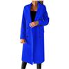 Mymyguoe Cappotto invernale lungo da donna, trench doppiopetto, elegante giacca invernale, tinta unita, per le mezze stagioni, con collo a risvolto, per il tempo libero, antivento, in tweed, Blu, L
