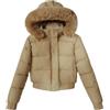 Generico Piumino trapuntato con coulisse moda invernale da donna Piumino con colletto alla coreana Giacca con gemelli caldi invernali Piumino foderato caldo spesso (Kaki,M)