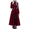 Generisch Abito rinascimentale da donna, medievale, maxi abito con ricamo, colletto alto, a maniche lunghe, con spacco, abito in velluto, vintage, vampiro, stile medievale, gotico, Halloween, carnevale, Vino, S