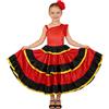 LOLANTA Abito Flamenco Spagnolo con Volant a Strati per Ragazze, Costume da Danza Stile Sevillana, con Fiore Rosso e Ventaglio Pieghevole, 360 Gradi, 12-13 Anni, 160