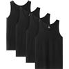 LAPASA Pacco da 4 Canotte 100% Cotone Uomo vestibilità Rilassata M36 - Abbigliamento Sportivo Canottiere Palestra Allenamento Sport Smanicato Oversize