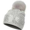 styleBREAKER Cuffia in Maglia fine con PON PON con Paillettes e PON PON Rimovibile in Pelliccia Sintetica, PON PON in Pelliccia, Donna 04024134, Colore:Grigio Chiaro