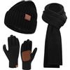 Bequemer Laden Uomo Donna Inverno Cappello Long Sciarpa Touchscreen Guanti Set Berretto Scaldacollo Guanti Set con Fodera in Pile