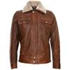 Infinity Leather Giacca Uomo di Pelle Marrone con Collo Rimovibile di Pelle di Montone Sherpa Stile Cappotto Casual XL