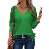 Placitiume Camicette ricamate in pizzo da donna - Top casual eleganti con scollo a V a maniche lunghe con bottoni per l'autunno 2024, Verde, M