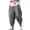 WAZHAKU Pantaloni Harem da Uomo Baggy Aladin, Stile Giapponese, per Il Tempo Libero, Jogging, Cinesi, Hippie Yoga, Palloncino Bloomer, Casual, Grigio