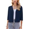Zeagoo Bolero da Donna Festivo Elegante Cardigan Bolero Corto Giacca con Spalla Manica a 3/4 Cardigan Aperto sul Fronte Casual Tinta Unita S-XXL