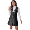 Allegra K Abito in Ecopelle da Donna con Scollo a V Senza Maniche Mini Abiti Scamiciati Nero XS