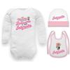 Corredino Neonato body neonato divertenti frase Inter Mamma mi ha fatto bellissimo e papà Interista (Set neonata interista rosa caldo cotone, 0-3 mesi)