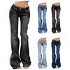 Generisch Jeans da donna a vita bassa, jeans svasati, alla moda, a vita molto bassa, skinny fit, classici elastici, Pull On Streetwear, pantaloni a zampa da donna, 70 pezzi, A nero, XL