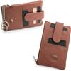 JAGUAR - Portachiavi Uomo, Portachiavi in Pelle Vera Dotato di 1 Cerniera con Catena e Tasche Portacarte di Credito con Protezione RFID, Arriva in Scatola Firmata Adatta per Regali (Azteco)