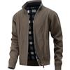MeiLayM Cardigan da Uomo Cerniera Intera Maglione Giacca Invernale Stand Collare Maglia Cardigans Uomo Calda Casual Felpa Cappotti Manica Lunga con 2 Tasche Cachi,XXL
